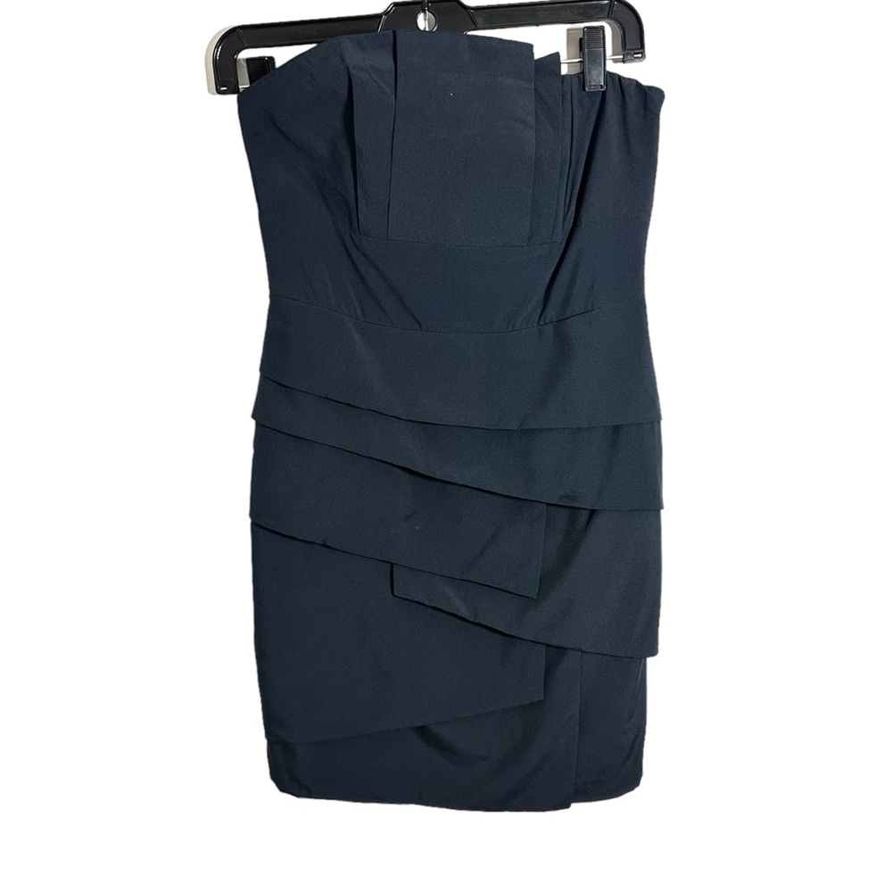 Forever 21 Womens Sz S Strapless Dress Dark Blue Short Tiered Bodycon Party